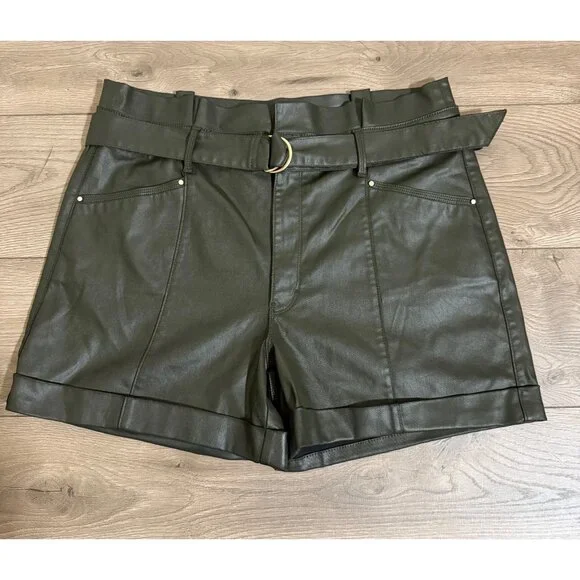 White House Black Market Coated Denim Paperbag Shorts - Picture 2 of 11